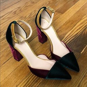 J. Crew multicolored velvet heels
